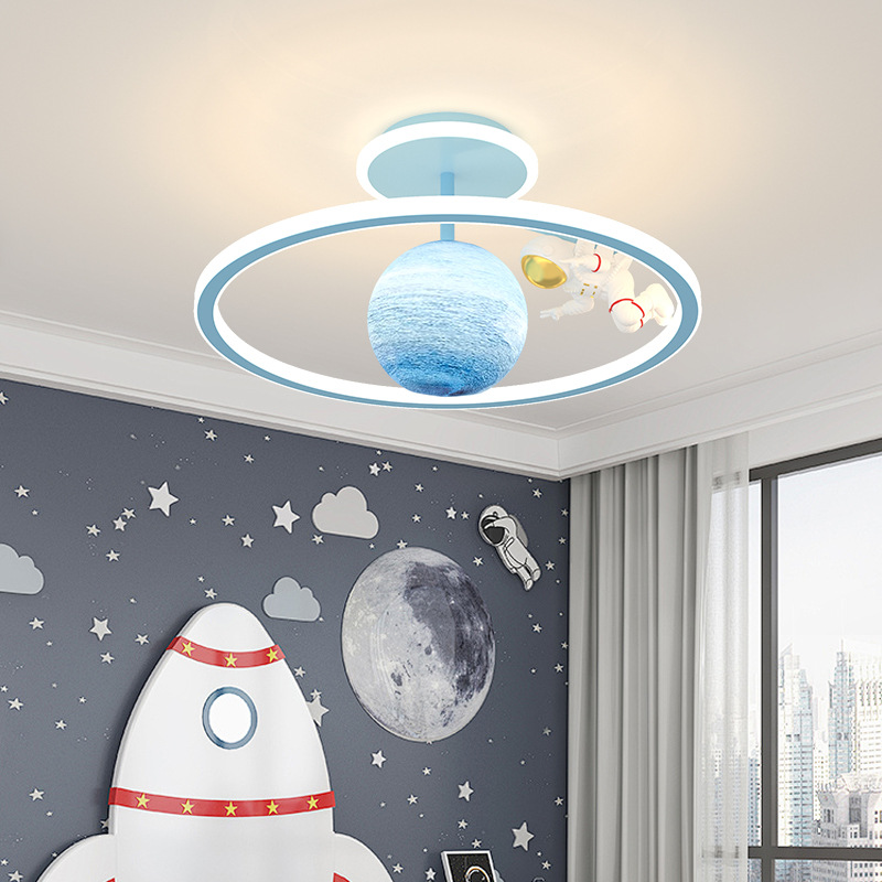 Lámpara de techo de habitación para niños Lámpara de techo de dormitorio lunar creativa Lámpara de dormitorio para niños de dibujos animados de protección ocular de espectro completo