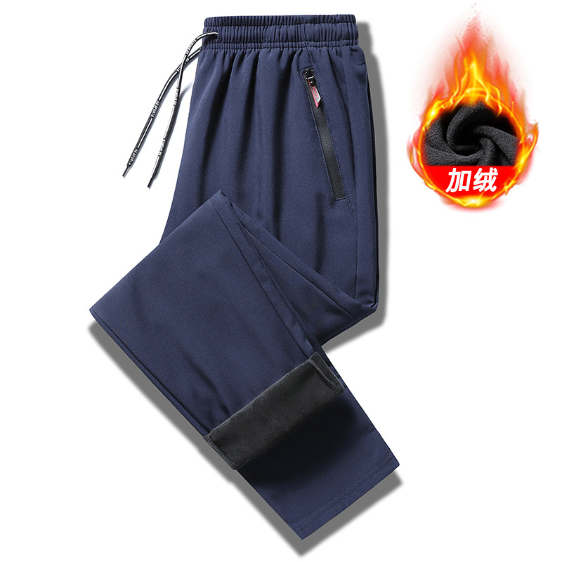 Pantalones casuales transfronterizos para hombres, pantalones elásticos de primavera y otoño, pantalones deportivos casuales rectos sueltos y de terciopelo, fábrica al por mayor