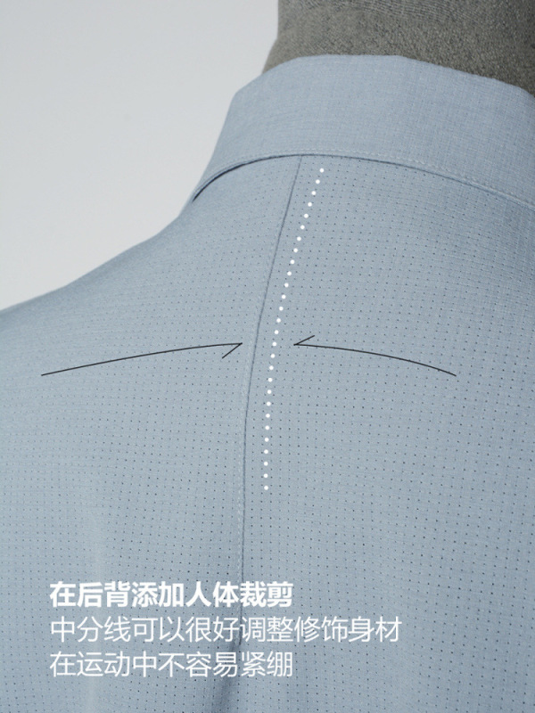 旅行家系列！3D立体裁剪简奢风春夏男士网格透气轻型长袖衬衫衬衣|undefined