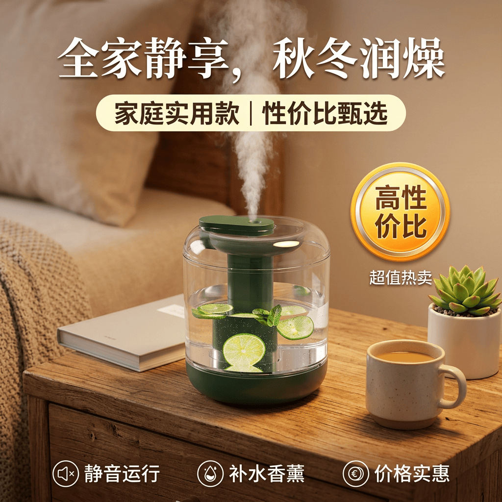 Humidificador y purificador de aire transfronterizo BF143 con aroma a flores y frutas para uso doméstico, gran capacidad con luz nocturna, se pueden añadir pétalos y limón.