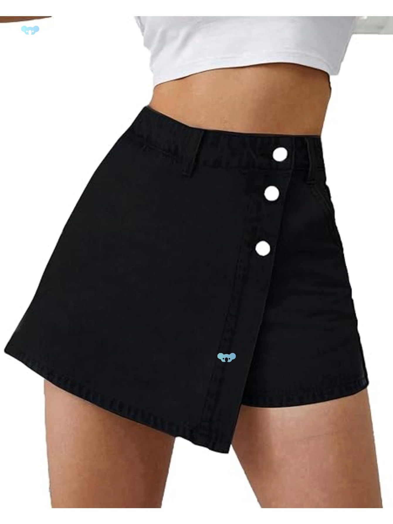 Denim Shorts Women Casual High Waisted Solid Button Up