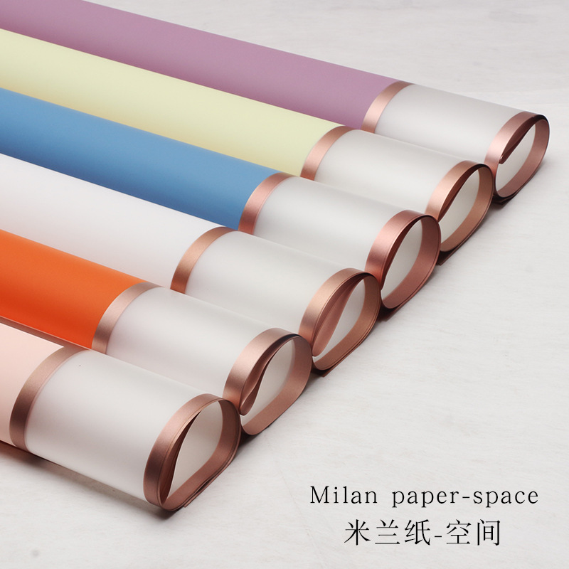 Milán espacio de flores impermeable niebla papel de superficie doble bordes de oro gelatina papel de embalaje de flores ramo de flores papel de embalaje de flores