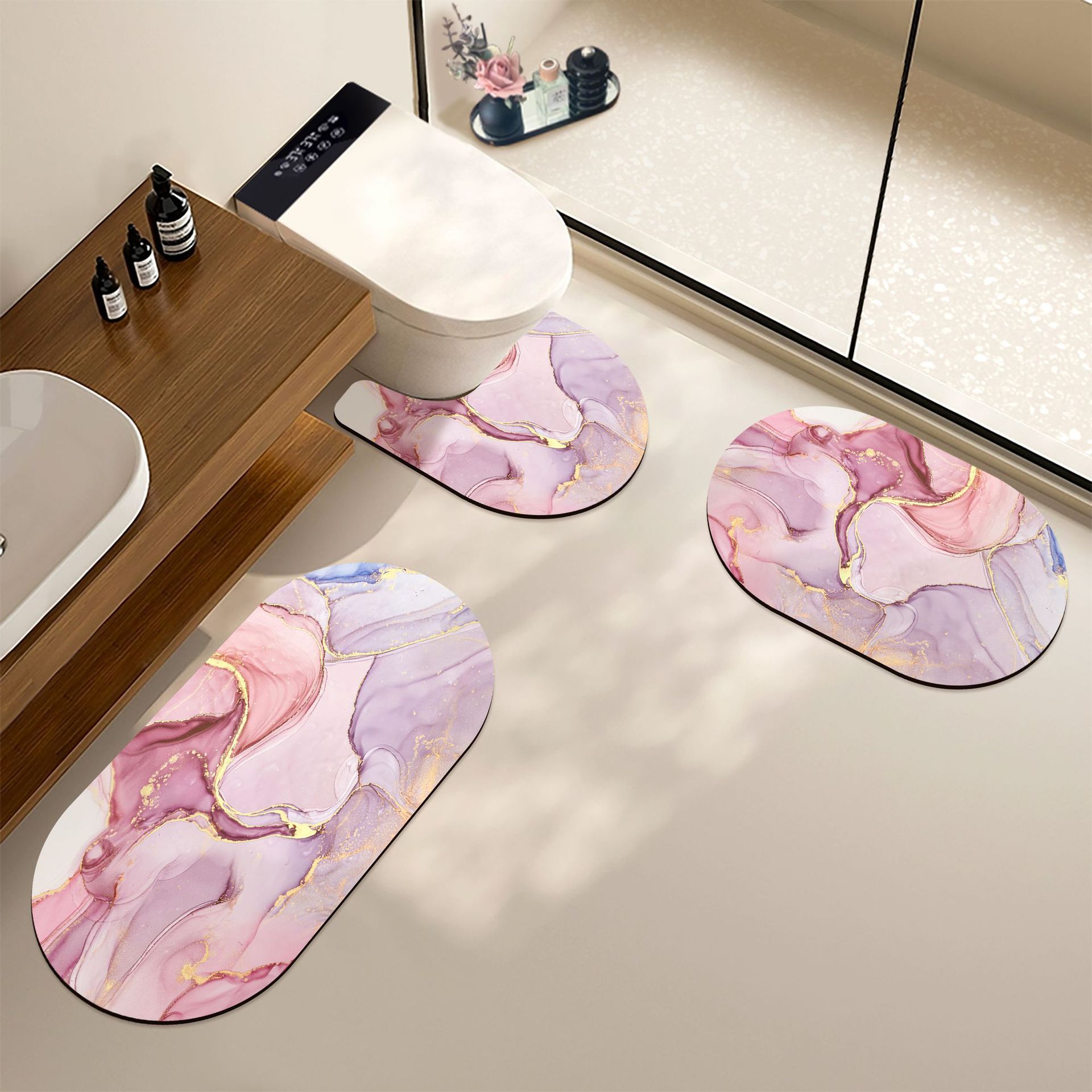 Tappeto bagno 3d illusione assorbente antiscivolo stile nordico_voghion.com