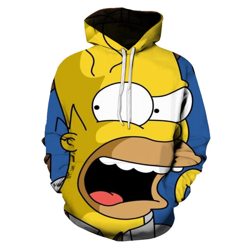 Winter Hot Style Aliexpress Amazon the Simpsons Printed Men's Hooded Sweatshirt Manufacturer Wholesale