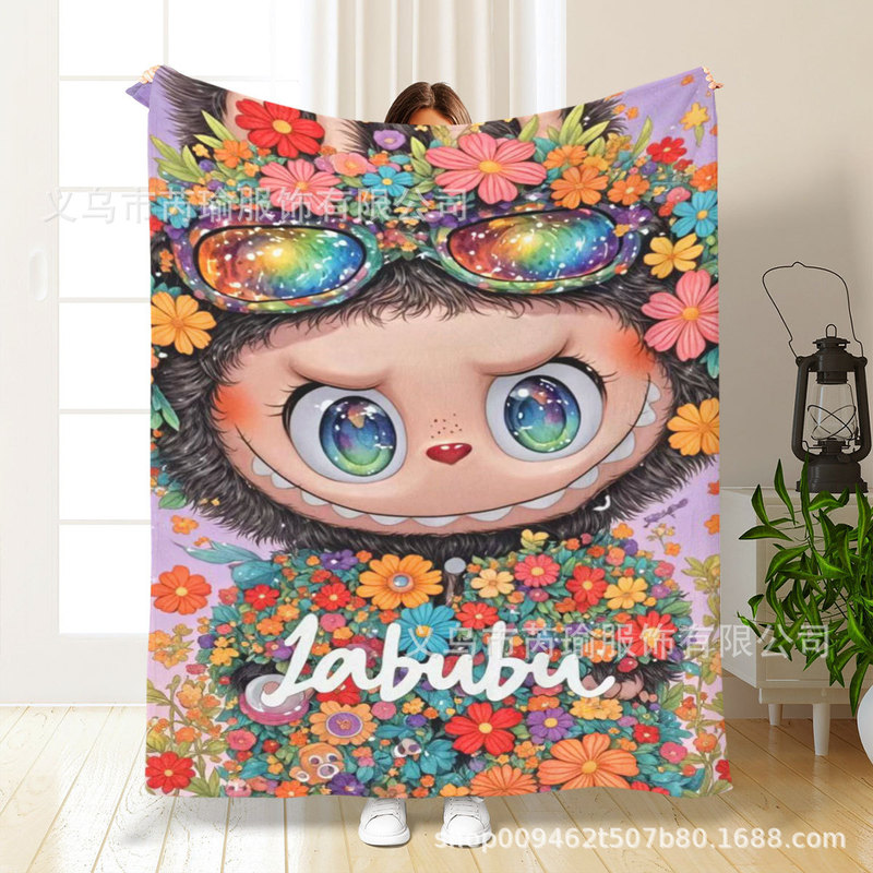 ラブブプリントフランネルブランケット エアコンブランケット 小さなブランケット ワンピース両面フランネルブランケット 小さなカバーブランケット|undefined