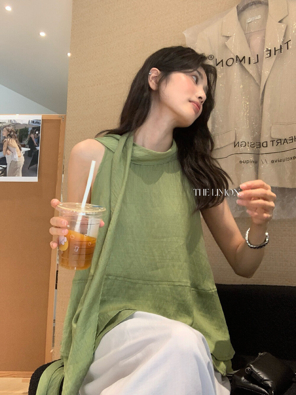 Áo hai dây nữ thiết kế dây rút phối nơ, mặc trước sau đều được, tôn dáng thon gọn — màu hồng, màu cam, màu trắng, xanh lá cây chi tiết 22
