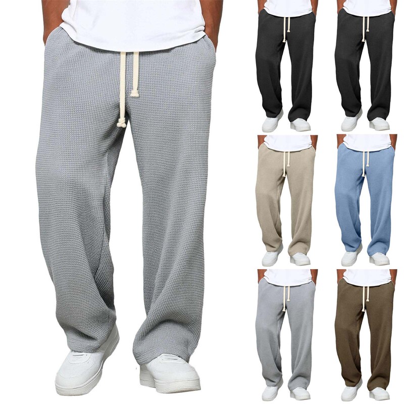 2025 European and American Cross-Border Amazon Men's Spring and Autum Loose Draped Straight Sweatpants Wide-Leg Sports Casual Pants