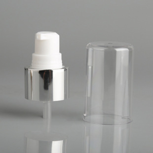Bright Silver Anodized Aluminum Ring Powder Pump 20 Teeth 24 Teeth Smooth Bow as Cover External Cosmetic Pump Head