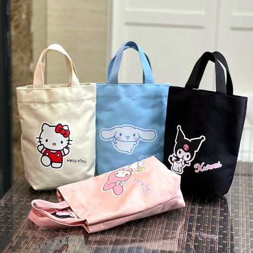 Sanrio genuine authorized canvas small fresh portable water cup bag stew beaker cover work hand carry cosmetic bag women's bag
