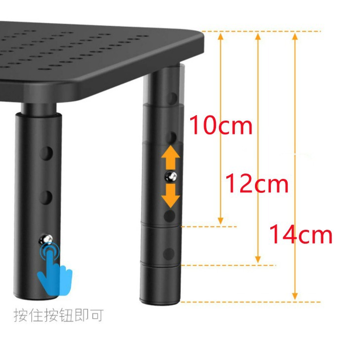 Soporte ajustable para monitor de computadora | Base metálica con tres niveles de altura, instalación sin herramientas image 3