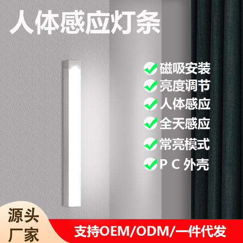 LED Human Sensor Light Charging Cabinet Closet Shoe Cabinet Wardrobe Magnetic Adhesive Long Strip Night Light Strip Cross-border Wholesale