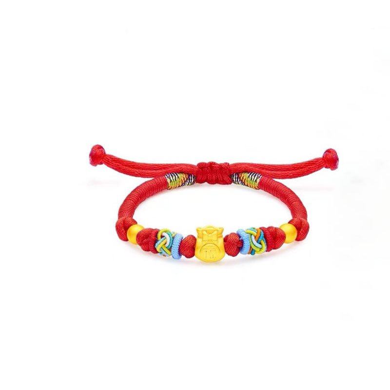 베이비 골드 복주머니 레드 로프 + 골드 비즈 2개 (약 0.2g)