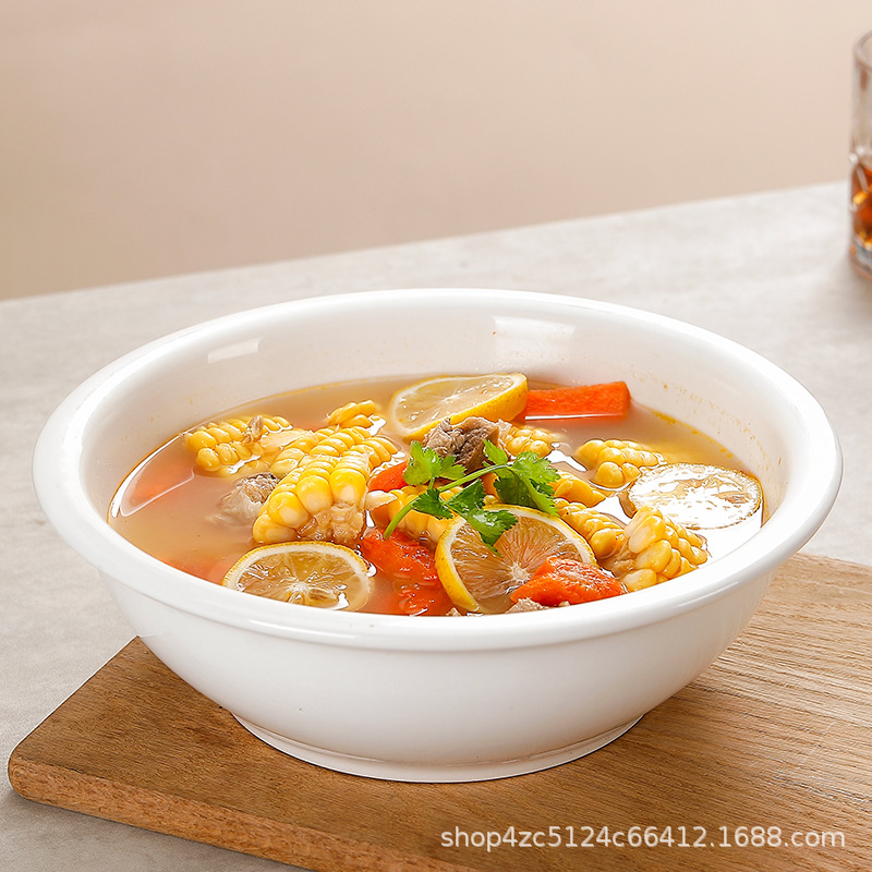 Tazón de cerámica doméstico blanco puro gran tazón de sopa para suministros de hotel tazón de pescado enchufe tazón y tazón de mesa de comedor