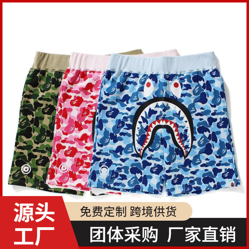 2024 Cross-Border New Bape Shark Head Series 3D Digital Printing Men's and Women's Casual Sports Shorts Trendy Brand
