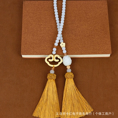 Factory Direct Supply of High-End Car hanging - xiangyun-ruyi-buckle-double-tassel-yellow