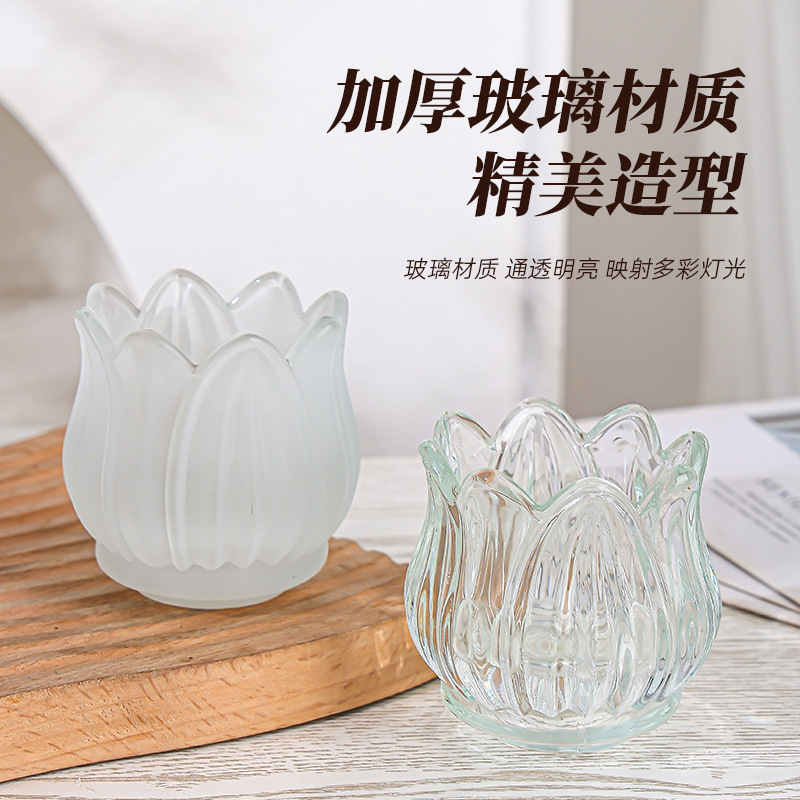 Tulipanos candelabro de vidrio de alto valor decorativo para el hogar vela taza de color gradiente aroma botella de expansión al por mayor en stock