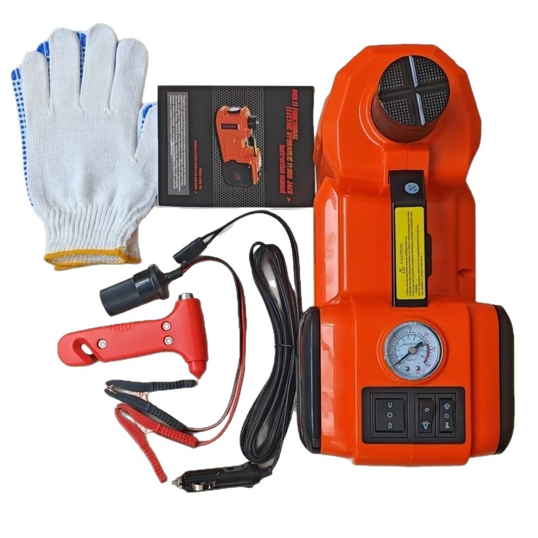 Suministro transfronterizo de 12V vehículo eléctrico hidráulico gato versión todoterreno. Bomba de inflado 3 - en - 1 herramienta de cambio de neumáticos