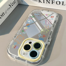彩色线条图案镜面适用于华为奶油壳oppo苹果新iPhone//promax手机