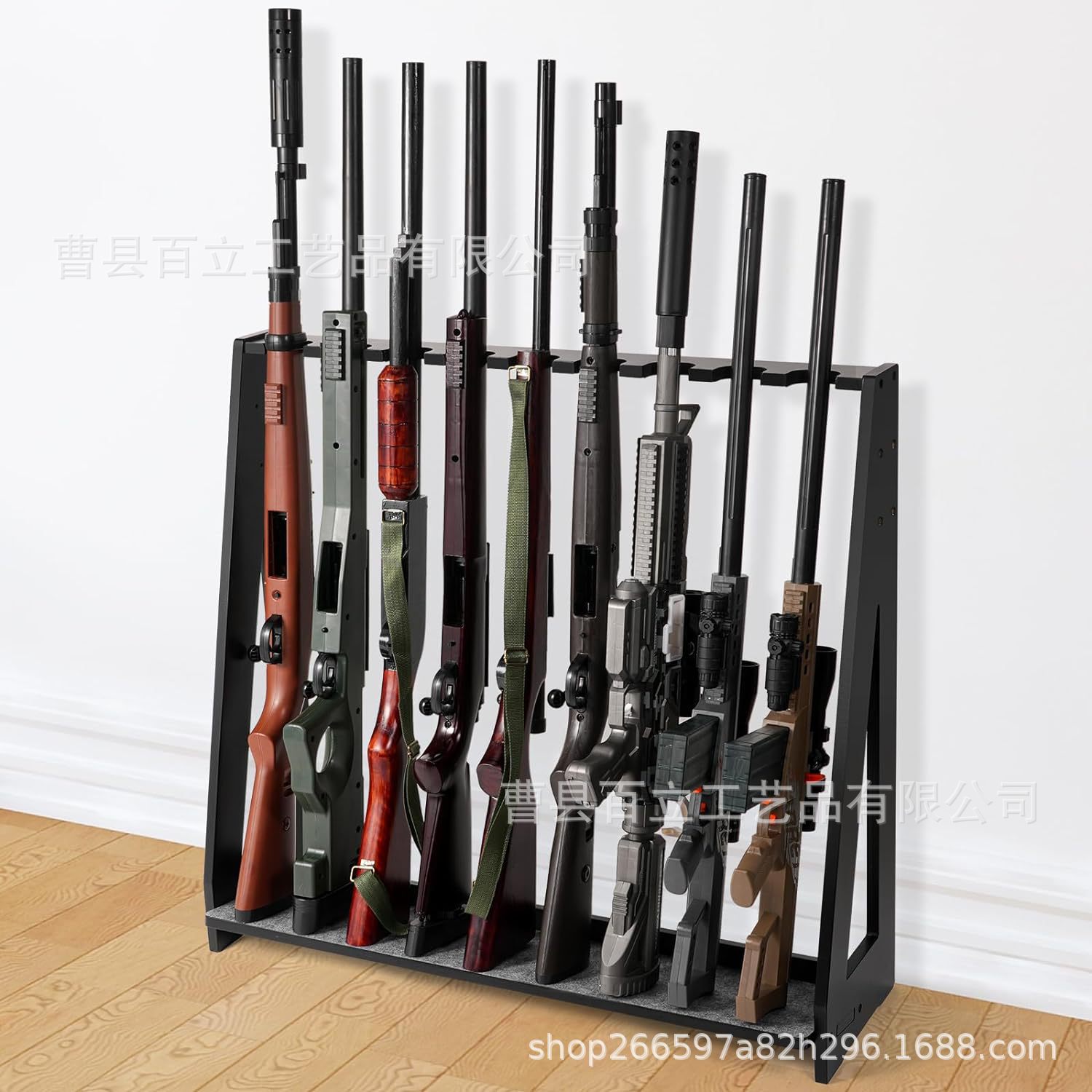 木制独立式步枪架室内置地式枪支展示架可调节木制猎枪步枪存储架-阿里巴巴
