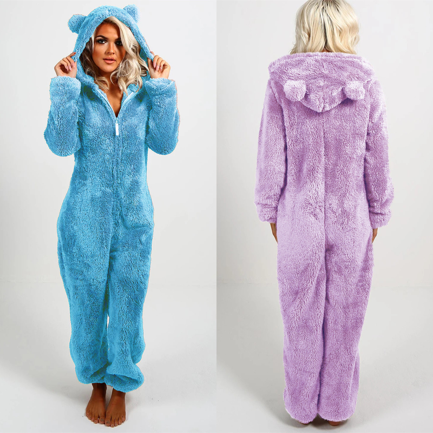 2024 nuevo estilo europeo y americano otoño e invierno ropa de mujer comercio exterior transfronterizo más mono de lana gruesa de terciopelo pantalones casuales con capucha image 4