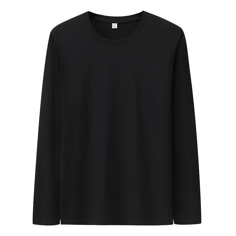 Venta al por mayor 26 Camiseta de manga larga de algodón peinado cuello redondo de los hombres suelta más tamaño primavera y otoño suéter de color sólido camisa de Fondo Juvenil