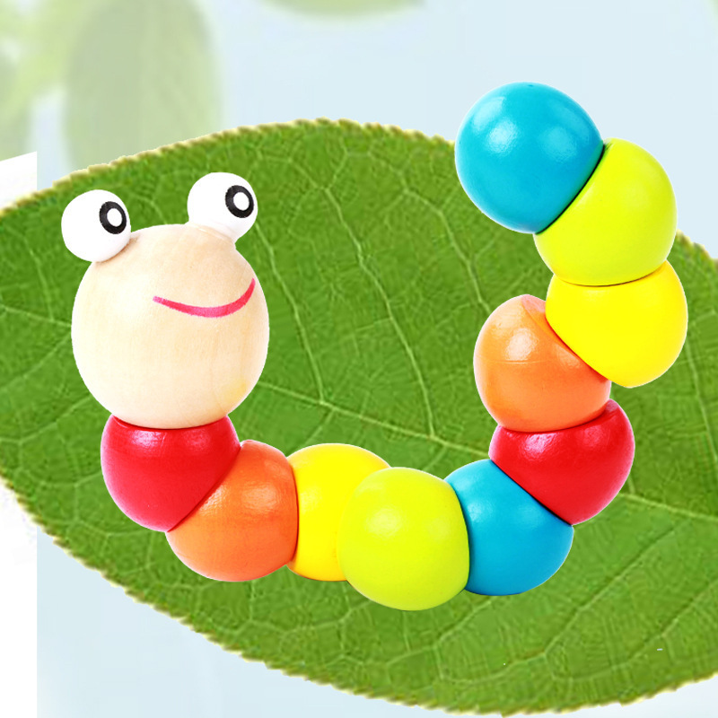Directo de fábrica color cambiante torcido gusano oruga animal muñeca de Madera Juguetes educativos para niños entrega de una sola pieza