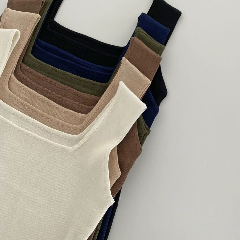 Вязаный жилет без рукавов с квадратным воротником, внутренняя одежда женского костюма, весна и лето, новая элегантная тонкая верхняя одежда из ледяного шелка