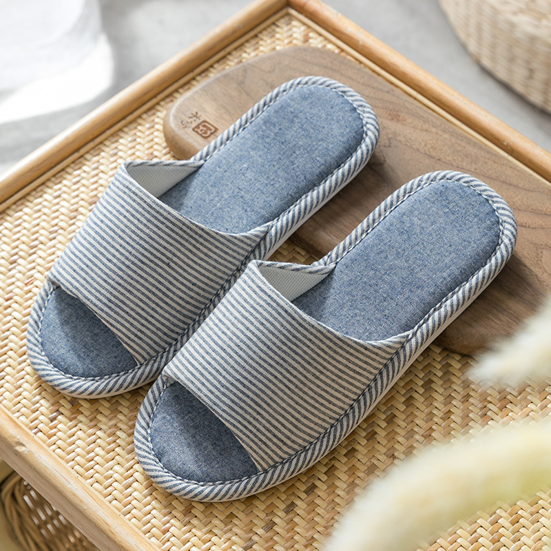 Zapatillas de lino de las mujeres de cuatro estaciones casa interior casa mudo pareja piso inferior suave antideslizante de lino de algodón sandalias de los hombres