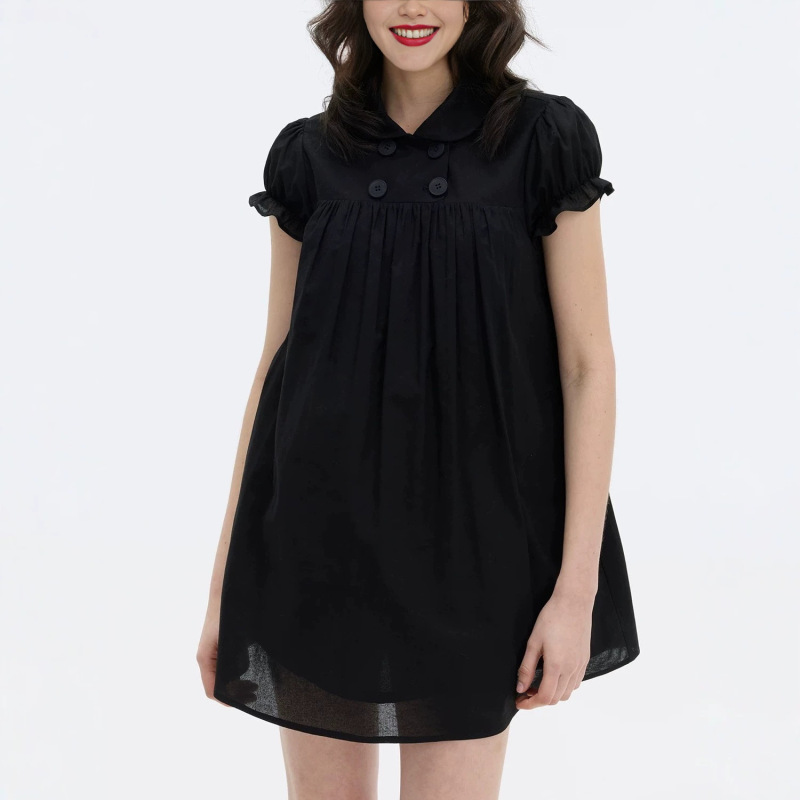 Lyocell Linen Doll Collar Puff Sleeve Mini Dress with Underpants 2026 New Model Lyocell Linen Doll Collar Puff Sleeve Mini Dress with Underpants 2026 New Model