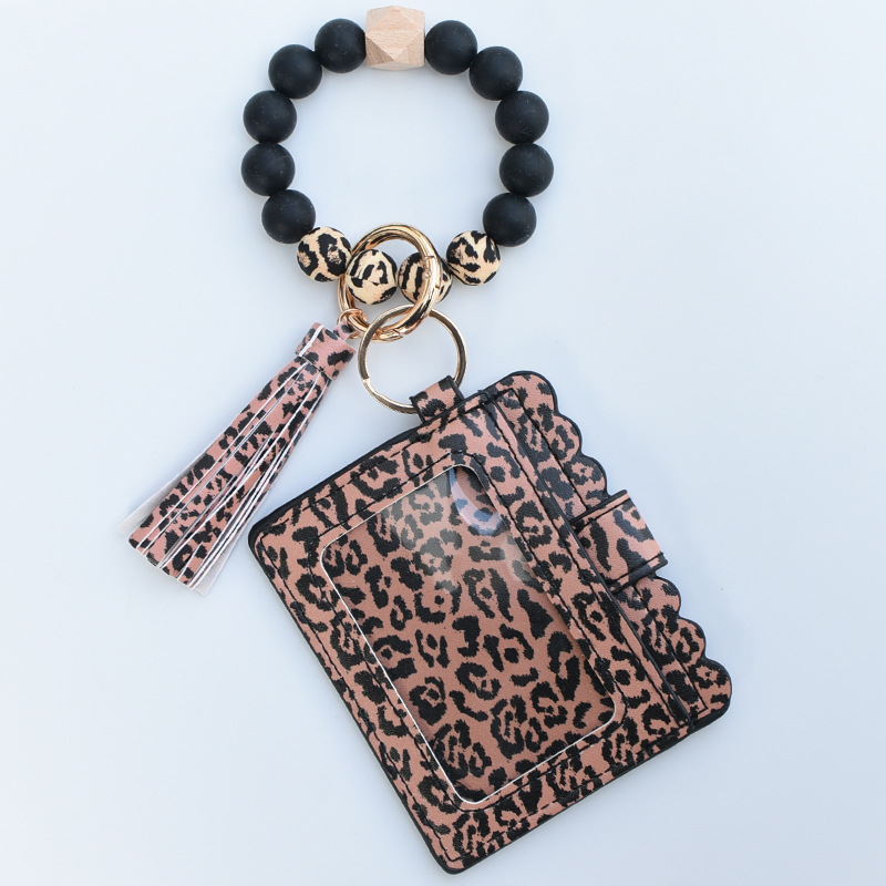 95g Weight Keychain Classification 1 Piece Quantity Daily Occasion Silica Gel Material Leopard Pattern Unisex Gender Beaded Design Fashion Style 1 Piece Fashion Leopard Silica Gel Beaded Unisex Keychain 4