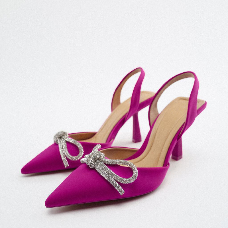 Cross-border women's shoes bow high heels shoes 2022 new outerwear fashion dew with Muller shoes pointed toe sandals