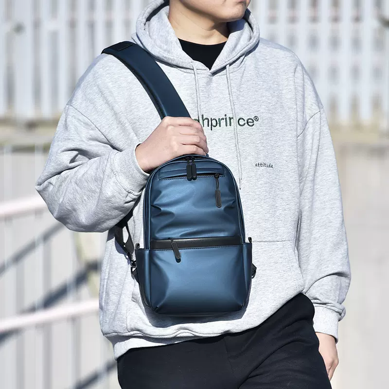 跨境男士新款胸包简约背包百搭斜挎包休闲运动挎包男士户外胸包