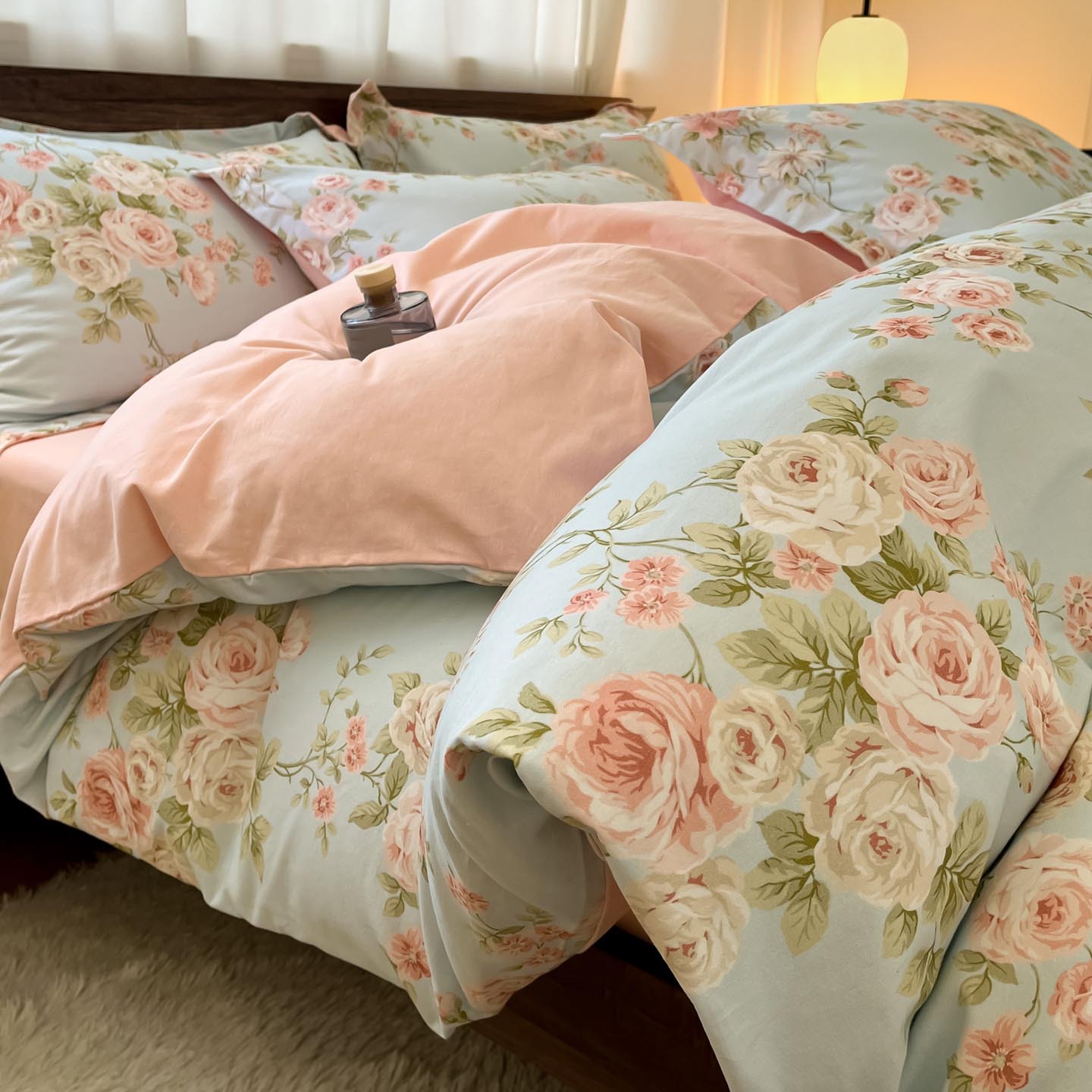 Youxiang Fuanna Home Textiles 100% Brushed Printed Four-Piece Set Thickened Pure Cotton Autumn Winter Warm Bed Sheet,_voghion.com