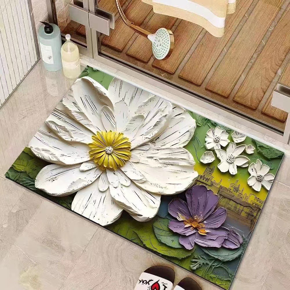 Rustikale Blumen Badezimmermatte, Rutschfeste Küchenmatte_voghion.com