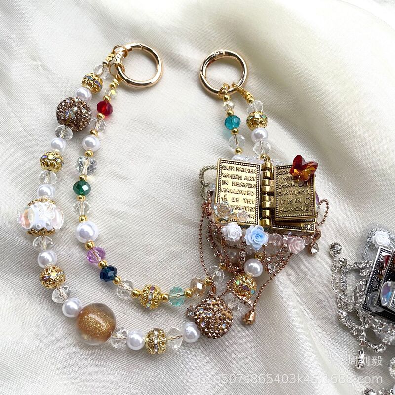 Ins-Style Handmade 3D Retro Magic Book Beaded Phone Chain, Heavy-Duty Rhinestone Crystal Hanging Chain, Light Luxury Anti-Loss Chain Ins-Style Handmade 3D Retro Magic Book Beaded Phone Chain, Heavy-Duty Rhinestone Crystal Hanging Chain, Light Luxury Anti-Loss Chain