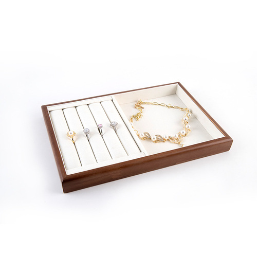 Walnut solid wood jewelry storage tray ring pendant necklace display stand jewelry window display props