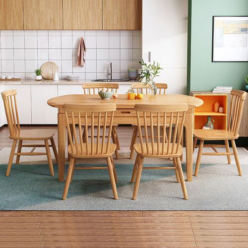 Solid wood dining table, logs, home Chinese round dining table and chairs, modern minimalist restaurant multi-functional retractable large round table