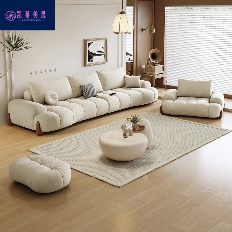 Kk New Popular Cream Style Sofa Scandinavian Style Small Apartment Cat Claw Sofa Modern Simple Living Room Home Sofa
