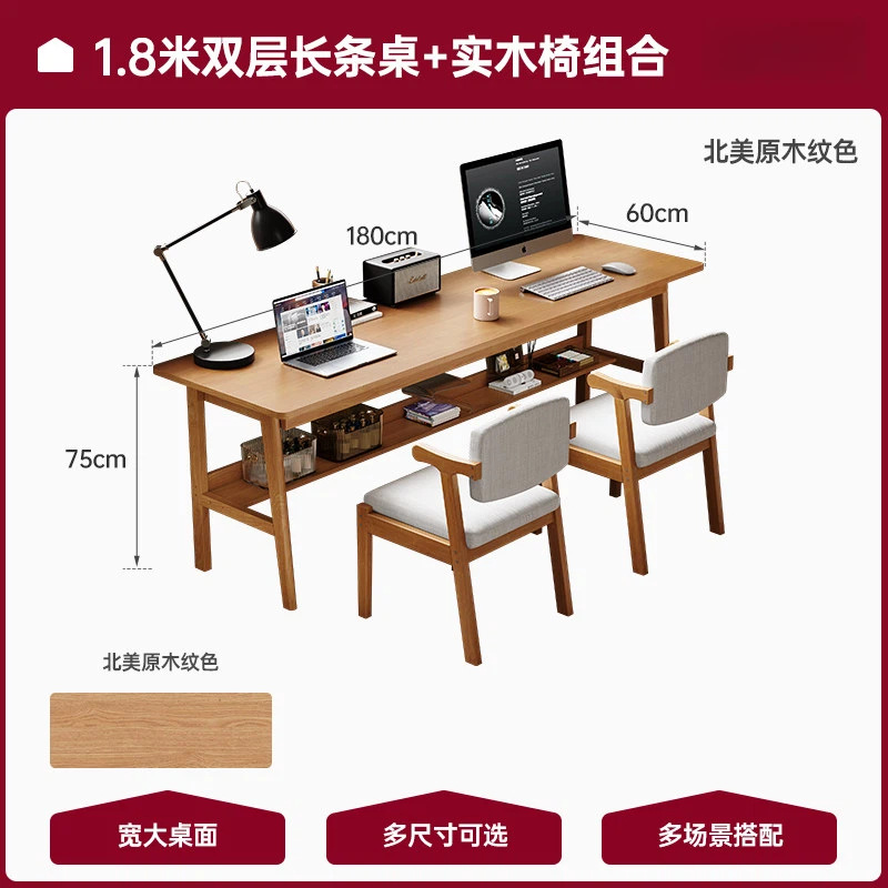 Mesa de escritorio de madera larga y estrecha contra la pared para estudiantes de escritorio de escritorio de escritorio de escritorio para adultos