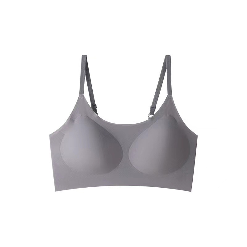 Ropa interior sin marcas de mujer fija copa correa de hombro ajustable verano helado sensación fría pechos pequeños se reúnen sin anillo de acero bra hermosa espalda