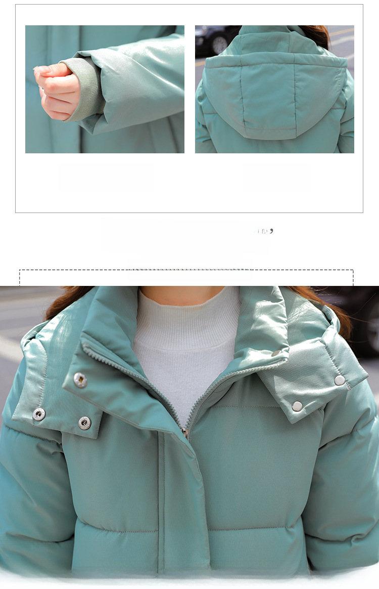 Long over-the-knee hooded Warm jacket jacket women's winter coat thickened warm over-the-knee solid color casual slim-fit cotton-padded jacket fashion_voghion.com