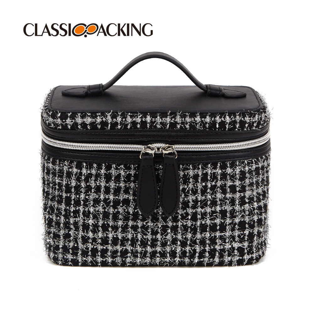 2024 houndstooth bolsa de cosméticos de gran capacidad de viaje portátil bolsa de lavado portátil fábrica al por mayor logotipo imprimible