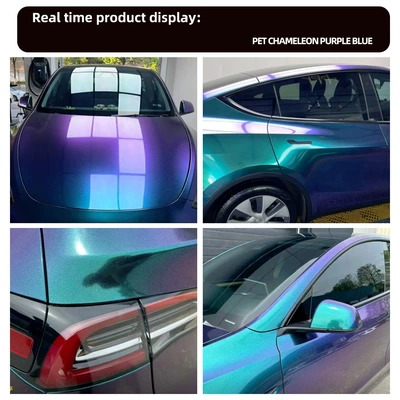 Axxpel Car Pet Chameleon Purple Blue Color-Changing Film for Full Vehicle Use, High Stretch, Easy to Apply, Car Body Protection (Auto Color Change Film) - pet-chameleon-purple-charm-blue-bright-152m-165m