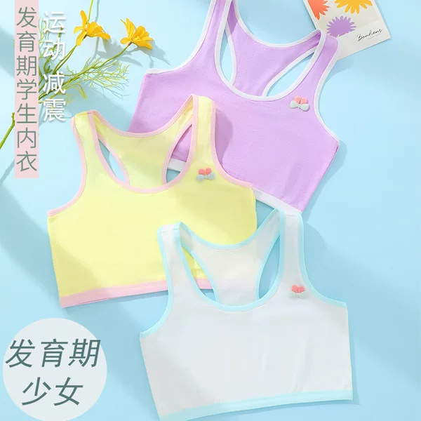 Girls' Intimates Development Period Junior High School Students, High School Students, Sports Primary School Girls' Vests, Kidsren's Tube Tops to Prevent Bumps