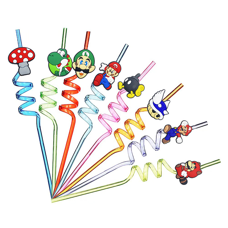 [Mario 42] creativo paja pegatinas bar personalizado paja pegatinas fiesta decoración espiral paja Amazon