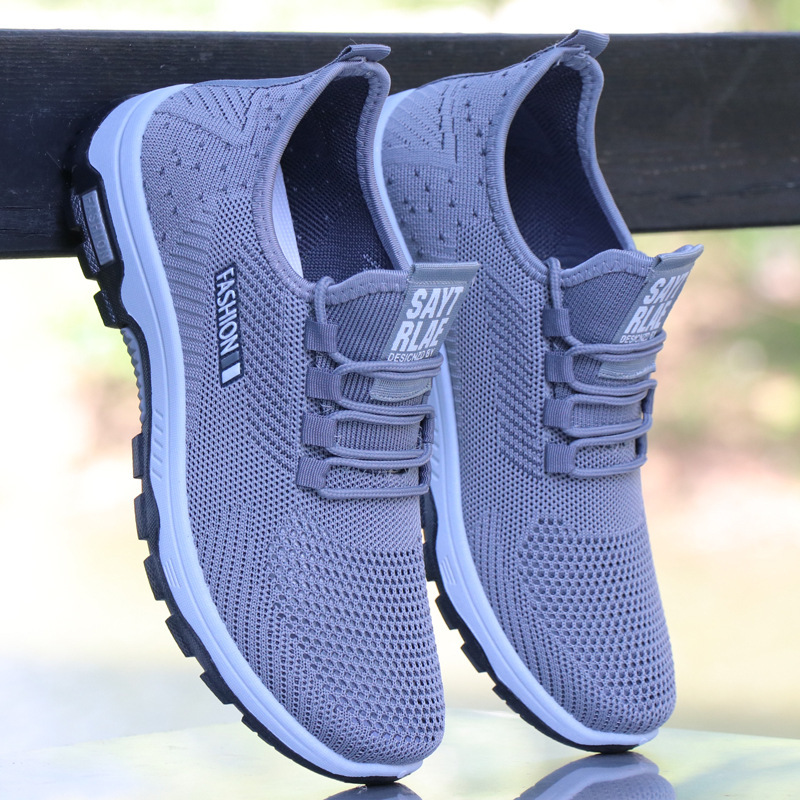 Summer Men's Shoes, Breathable Mesh Sports Running Shoes, Slip-On Slip-Ons, Hollow Sandals, Fly-Knit Clogs, Cross-Border