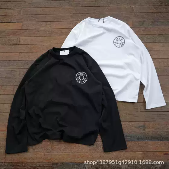 Trendy Apparel Wholesale AC Spring Summer New Vintage Button Letter Logo Print Long Sleeve T-Shirt Unisex (Full Tags)