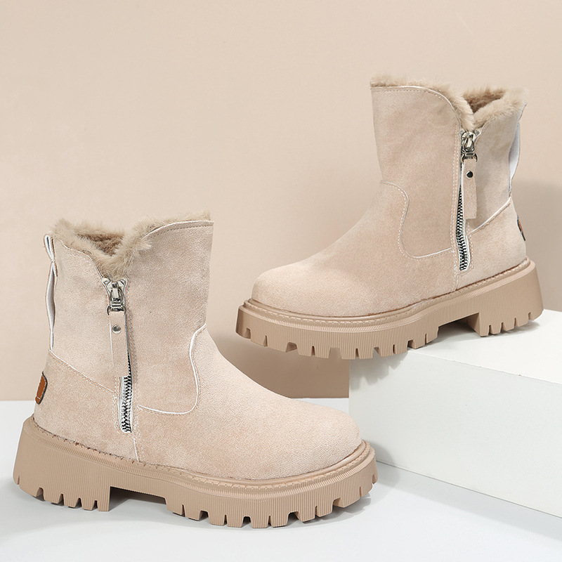Snowboots dames suède korte winterlaarzen met bontvoering_voghion.com