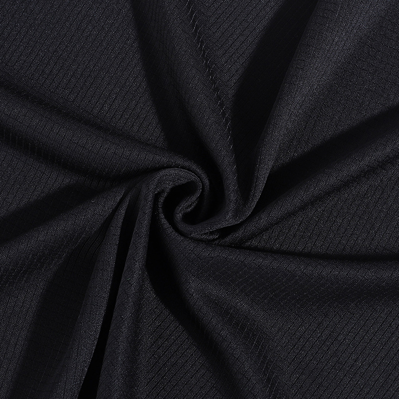 黑色全涤现货方格布 150g吸湿吸汗透气短袖材质面料 工作服布料