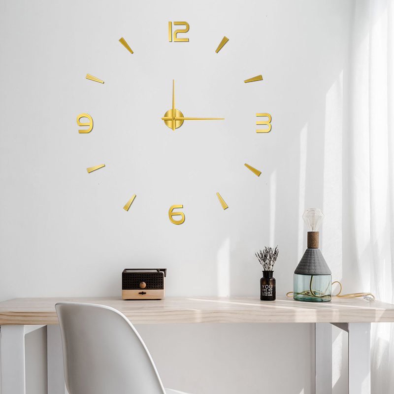 Reloj creativo simple de estilo europeo grande mudo DIY Reloj de pared de acrílico tridimensional dormitorio estudio etiqueta de la pared reloj